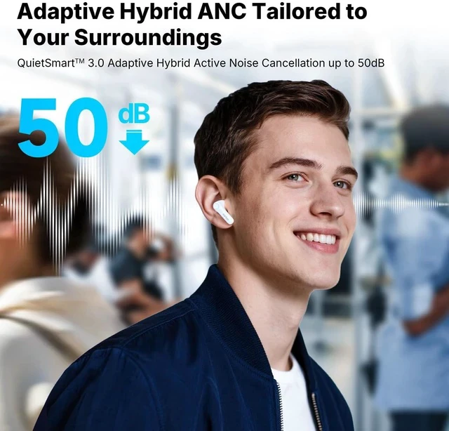 Alt view image 4 of 6 - Air Pro 4+ Adaptive Noise Cancelling Wireless Earbuds, Dual Drivers