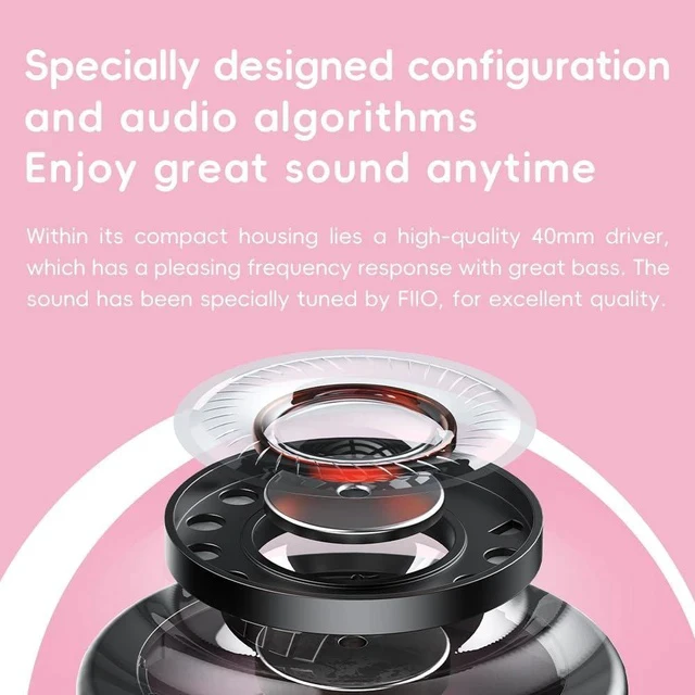 Alt view image 4 of 7 - Anytime Active Noise Cancelling Bluetooth 5.4 Retro Headphones, 58H Playtime, with Microphone,Light Weight Earphones Comfort Headsets for Travel,Home (Pink)