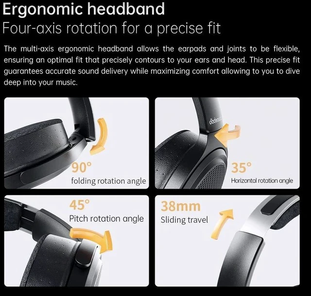 Alt view image 5 of 7 - JT7 Over-Ear Planar Magnetic Headphones, 95x86mm Planar Driver, 3µm Ultra-Thin Diaphragm, Foldable Lightweight Design, Detachable 4.4mm/3.5mm Cable for Audiophiles (Black)
