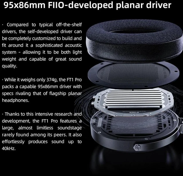 Alt view image 3 of 7 - FT1 Pro Open-Back Planar Magnetic Wired Hi-Fi Headphones for Home, Studio, Recording, High Sensitivity (Black)