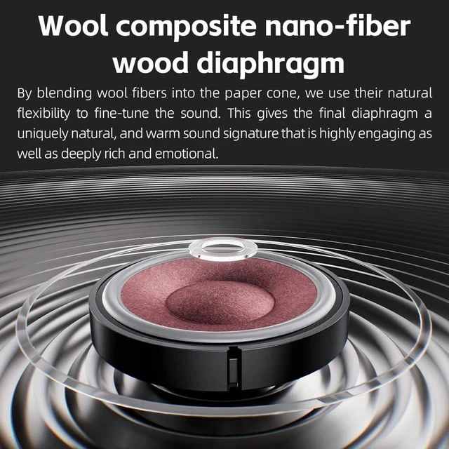 Alt view image 6 of 7 - FT13 Audiophile Closed-Back Headphones, 60mm Large Dynamic Driver with W-Shaped Wool & Nano Wood Fiber Diaphragm, Premium Purpleheart Wood Design, Furukawa Copper Hybrid Cable(Purple)