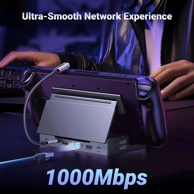 Alt view image 6 of 7 - UGREEN Steam Deck Dock 9-in-1 USB C Docking Station Foldable Stand, 4K@60Hz HDMI, Gigabit Ethernet, PD 100W, 10Gbps USB A&C 3.2, TF/SD for Steam Deck, Rog Ally, ROG Xbox Ally, Legion Go