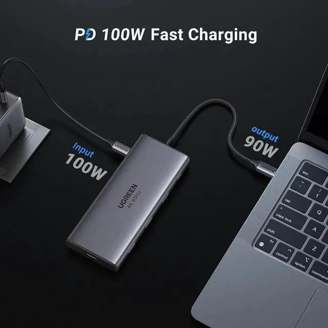 Alt view image 6 of 7 - UGREEN USB C Hub 9 in 1 10Gbps USB C 3.2 & USBA 3.2 4K 60Hz HDMI, 100W Power Delivery, SD/TF Card Reader Gigabit Ethernet for MacBook Pro/Air,iPhone 15 Pro/Pro Max, Thinkpad and More