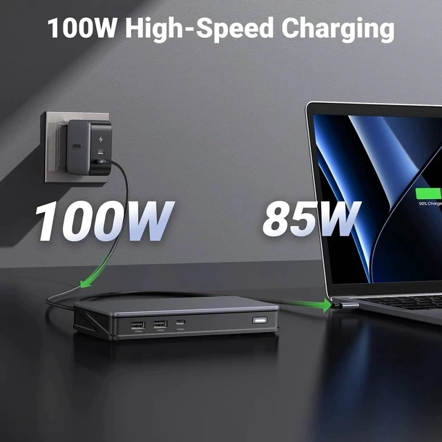 Alt view image 6 of 7 - UGREEN Revodok Pro 209 USB C Docking Station, DisplayLink 9-in-1 Dual 4K@60hz Monitor Dock for MacBook & Windows with 2 DP & 2 HDMI, 10 Gbps USB C & USB-A Data Ports, 100W PD, Gigabit Ethernet