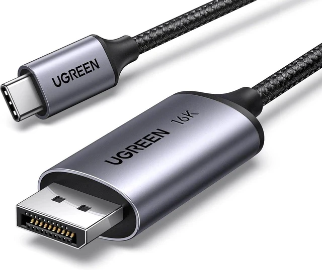 Alt view image 2 of 7 - UGREEN USB C to DisplayPort 2.1 Cable 16K@30Hz 8K@120Hz 40Gbps Bundle Active HDMI to DisplayPort Cable with USB Powered 4K@60Hz 1080P@120Hz