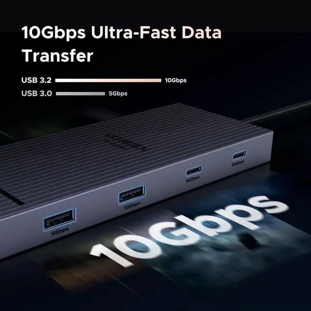 Alt view image 4 of 7 - UGREEN 10 in 1 USB C Docking Station Dual 4K Monitor, Revodok USBC Hub with 2 HDMI, USB A&C 3.2 Ports, SD/TF Card Reader, PD 100W Charging, USB C Dock with 1Gbps Ethernet for Dell, HP, XPS and More