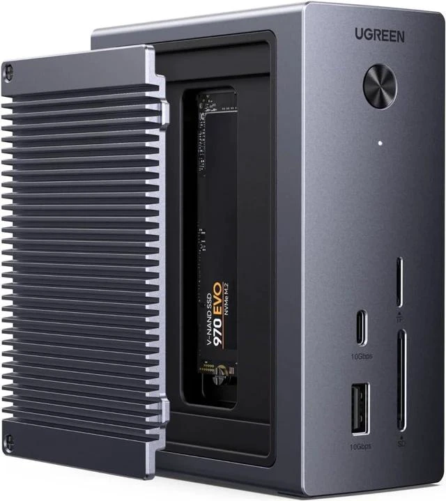 Main image of UGREEN Revodok NVMe Docking Station 10-in-1 USB-C Hub 4K@60Hz HDMI, M.2 NVMe SSD Enclosure, 10Gbps USB-C/A, 100W PD Charging, Gigabit Ethernet, SD/TF for MacBook M5, Mac mini M4, Windows Laptop