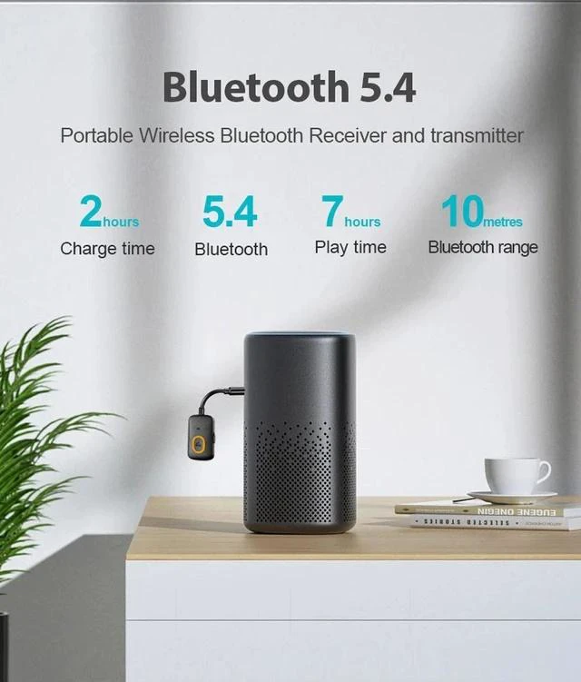 Alt view image 5 of 7 - J56 Bluetooth 5.4 2-in-1 Wireless Audio Adapter AUX Transmitter & Receiver for Car, Airplane, TV, PC, 180° Swivel, Hands-Free Calling, Dual Pairing