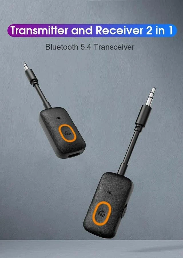 Alt view image 6 of 7 - J56 Bluetooth 5.4 2-in-1 Wireless Audio Adapter AUX Transmitter & Receiver for Car, Airplane, TV, PC, 180° Swivel, Hands-Free Calling, Dual Pairing