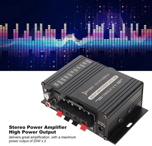 Alt view image 2 of 7 - Power Amplifier, AK-160BT Bluetooth 5.0 Stereo Audio, 2 Channel Amplifier Receiver 20W x 2, 12V Mini Home Power Amplifier Universal for Car Home Bar Party