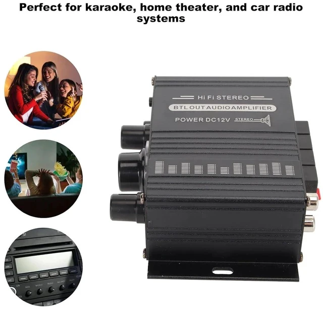 Alt view image 3 of 7 - Power Amplifier, AK-160BT Bluetooth 5.0 Stereo Audio, 2 Channel Amplifier Receiver 20W x 2, 12V Mini Home Power Amplifier Universal for Car Home Bar Party