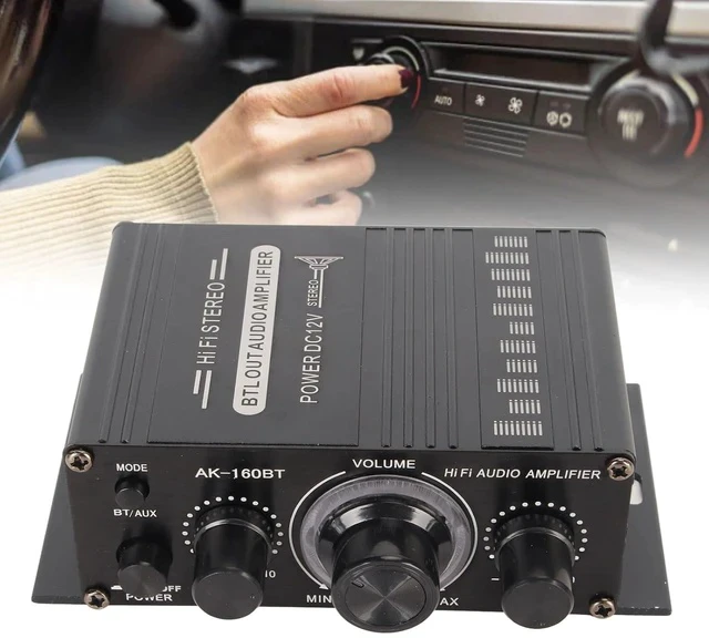 Alt view image 5 of 7 - Power Amplifier, AK-160BT Bluetooth 5.0 Stereo Audio, 2 Channel Amplifier Receiver 20W x 2, 12V Mini Home Power Amplifier Universal for Car Home Bar Party