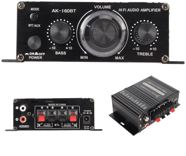Alt view image 6 of 7 - Power Amplifier, AK-160BT Bluetooth 5.0 Stereo Audio, 2 Channel Amplifier Receiver 20W x 2, 12V Mini Home Power Amplifier Universal for Car Home Bar Party