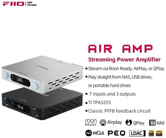 Main image of AIRAMP All-in-One Desktop Amplifier, ES9020Q DAC, XMOS XU316, 120W×2 Class D Power Amp, Bluetooth 5.0, USB Optical Coaxial Input, Subwoofer Output