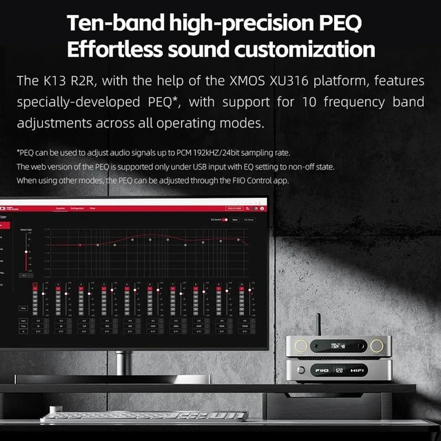 Alt view image 5 of 7 - K13 R2R Desktop DAC & Headphone Amp, High-Fidelity 24Bit R2R DAC, Powerful 2400mW Output, LDAC Bluetooth Streaming, Dual Power Supply, 10-Band PEQ, Balanced XLR & RCA Audio Output (Silver)
