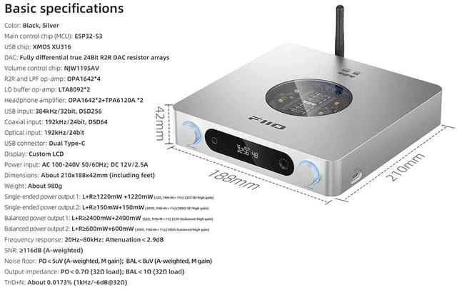 Alt view image 4 of 5 - K13 R2R Desktop DAC & Headphone Amp, High-Fidelity 24Bit R2R DAC, Powerful 2400mW Output, LDAC Bluetooth Streaming, Dual Power Supply, 10-Band PEQ, Balanced XLR & RCA Audio Output (Black)