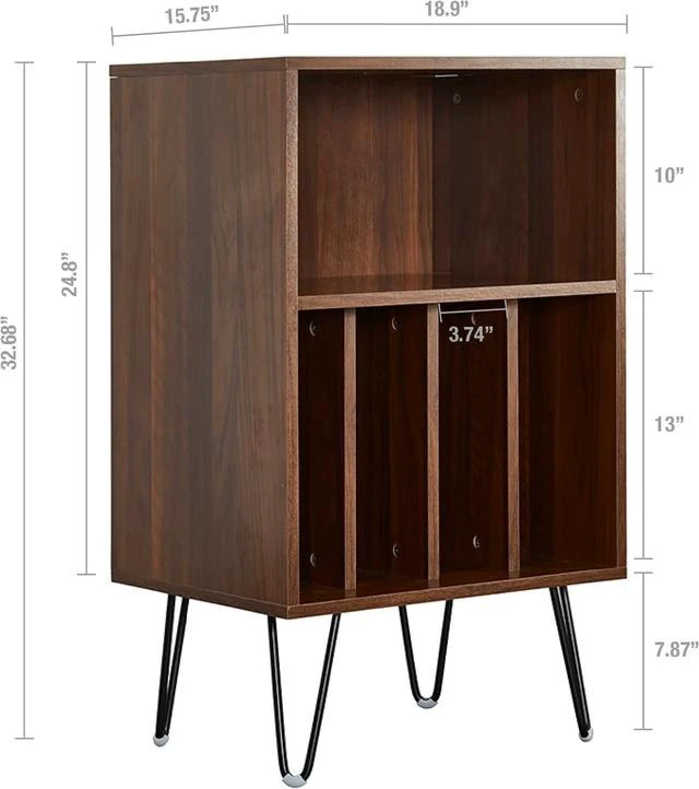 Alt view image 7 of 7 - High Fidelity Bluetooth Record Player with Built-in Speakers Belt Drive Vinyl Turntable with Moving Magnet Cartridge, Bluetooth Input Output and Aux-in (Huygens Walnut + Audio Rack)