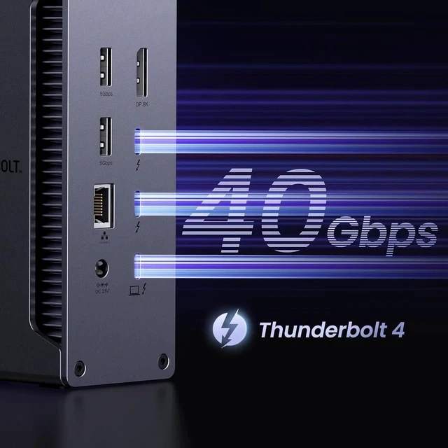 Alt view image 3 of 7 - UGREEN Revodok Max 213 Thunderbolt 4 Dock, 13-in-1 40Gbps Docking Station with Dual 4K@60Hz or Single 8K Display, 90W Charging for Laptop, 2.5GbE, SD/TF 4.0 for MacBook Windows PC Laptops and More