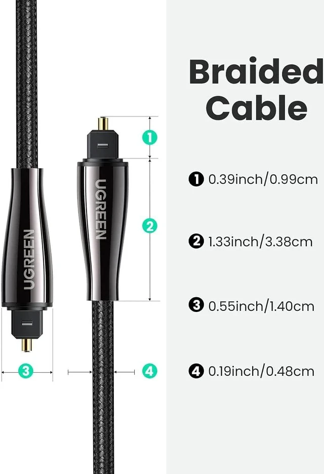 Alt view image 7 of 7 - UGREEN Optical Audio Cable Fiber Audio Digital Toslink Cable Braided for Home Theater Sound bar TV PS4 Xbox Blu-Ray Players Playstation and More 6FT