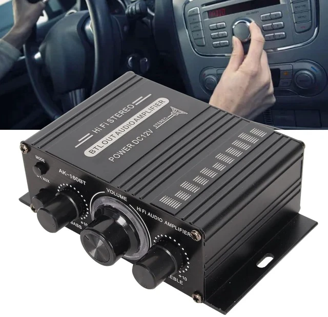 Alt view image 7 of 7 - Power Amplifier, AK-160BT Bluetooth 5.0 Stereo Audio, 2 Channel Amplifier Receiver 20W x 2, 12V Mini Home Power Amplifier Universal for Car Home Bar Party