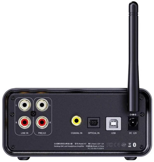 Alt view image 3 of 7 - K7BT Balanced HiFi DAC Bluetooth Headphone Amplifier AK4493S*2, XMOS XU208 PCM384kHz DSD256,USB/Optical/Coaxial/RCA Inputs, 6.35mm/4.4mm Output(US Plug)
