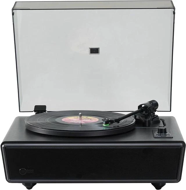 Alt view image 2 of 6 - High Fidelity Bluetooth Record Player with Built-in Speakers Belt Drive Vinyl Turntable with Moving Magnet Cartridge, Bluetooth Input Output and Aux-in (Black)