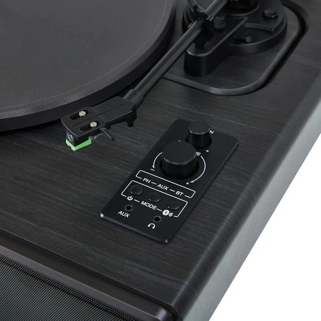 Alt view image 6 of 6 - High Fidelity Bluetooth Record Player with Built-in Speakers Belt Drive Vinyl Turntable with Moving Magnet Cartridge, Bluetooth Input Output and Aux-in (Black)