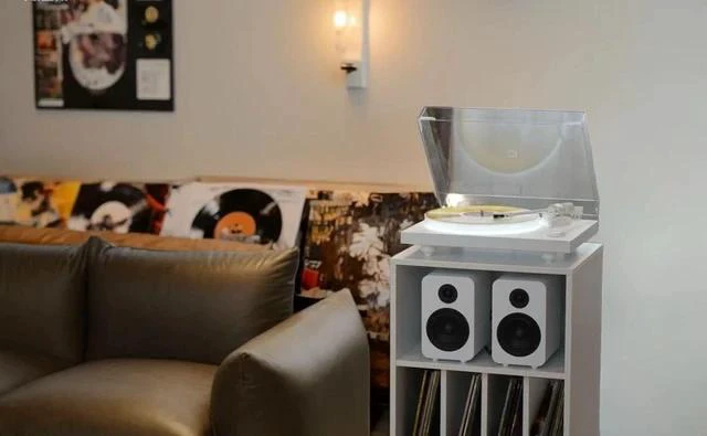 Alt view image 5 of 7 - Polaris II Bluetooth Turntable System | All-White Modular Design with LED-Illuminated Platter, Rocket Magnet Cartridge, Bluetooth Output & 40 W Bookshelf Speakers
