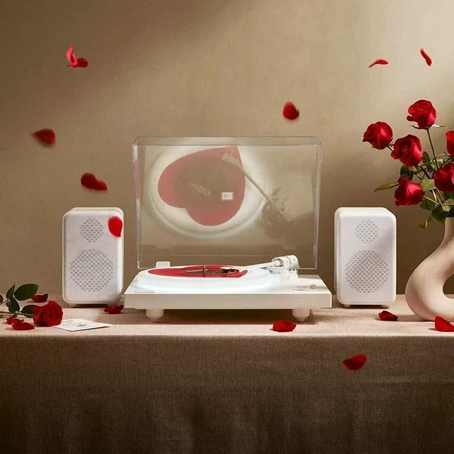 Alt view image 4 of 7 - Polaris II Bluetooth Turntable System | All-White Modular Design with LED-Illuminated Platter, Rocket Magnet Cartridge, Bluetooth Output & 40 W Bookshelf Speakers