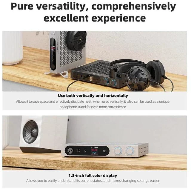 Alt view image 7 of 7 - K19 Dual ES9039SPRO Desktop DAC HiFi Audio DSD512, 31-Band PEQ, XMOS XU-316 for HDMI/Coaxial/Optical Audio Decoder (Silver)