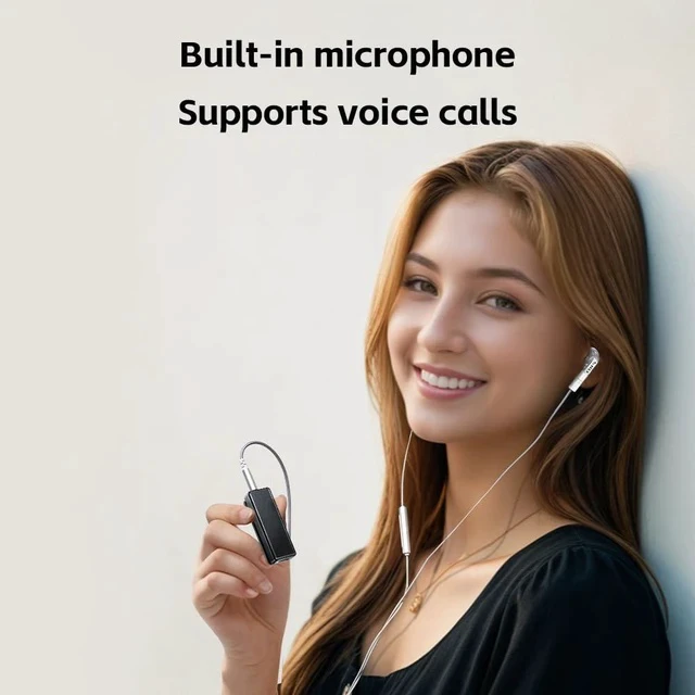 Alt view image 5 of 7 - BTR11 Bluetooth 5.3 Receiver LDAC 3.5mm Built-in Mic Wireless Audio Headphone Amplifier Adapter (Black)