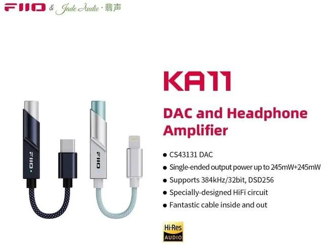 Alt view image 2 of 7 - KA11 USB C to 3.5mm Audio Adapter 32bit/384KHz, USB Type C Dongle HiFi DAC Amplifier for Android/iOS/Windows/Mac (Black, TC)