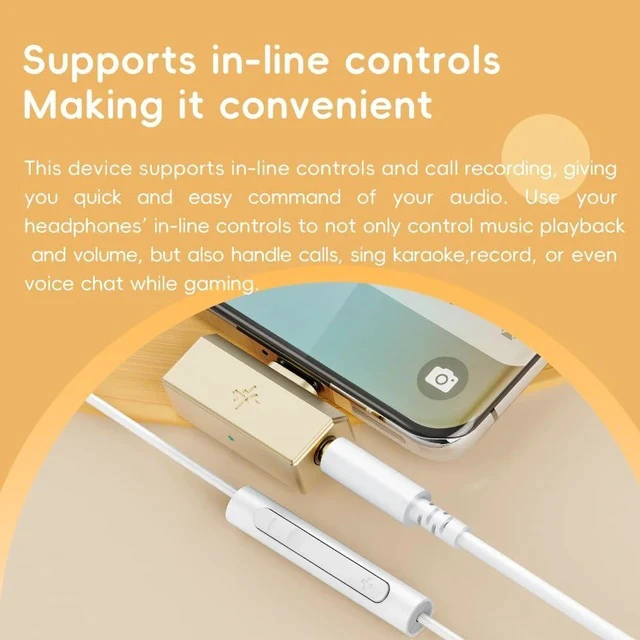 Alt view image 7 of 7 - /Snowsky Tiny Portable DAC & Headphone Amplifier, Hi-Res USB DAC, PEQ Precision Tuning, PCM 384kHz/DSD256 Decoding, Android App/Web Control (3.5mm + Type-C Dual Ports, Tiny A Vintage Gold)