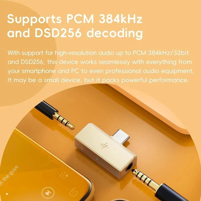 Alt view image 4 of 7 - /Snowsky Tiny Portable DAC & Headphone Amplifier, Hi-Res USB DAC, PEQ Precision Tuning, PCM 384kHz/DSD256 Decoding, Android App/Web Control (3.5mm + 4.4mm Outputs,Tiny B Gold)