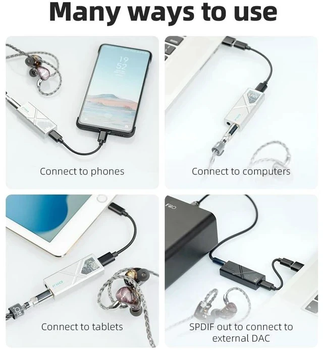 Alt view image 5 of 7 - /JadeAudio KA13 Portable DAC Dongle, USB-C Adapter, 3.5mm and 4.4mm Outputs Compatible with Android/iOS System/PC/Music Players, PCM 384kHz/32bit | DSD256 550mW high Power (Black)