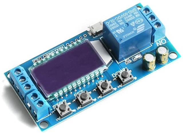 Alt view image 3 of 3 - 1-Channel Timer Delay Relay XY-LJ02 Cycle Trigger Delay Timer Switch Circuit Electronic Relay Module with LCD Display, 12V Timer Relay Delay Controller Module Support Micro USB 5V Input