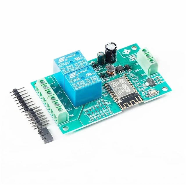 Alt view image 2 of 5 - ESP8266 Dual Relay Module, 2 Channel 10A ESP-12F Development Board for Smart Home IoT, 5V/8-80V Power Supply