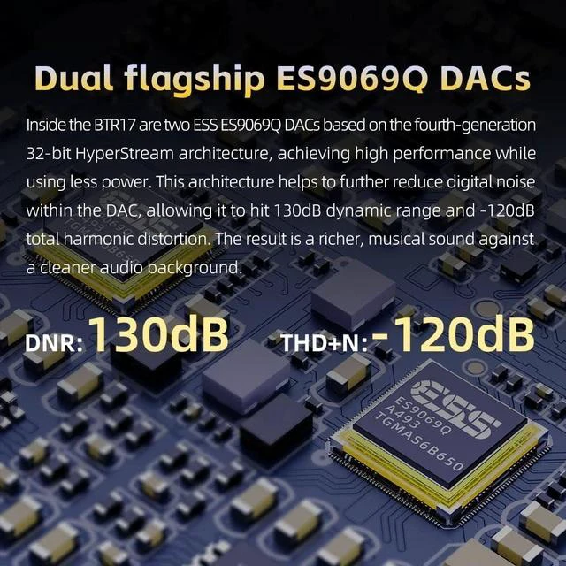Alt view image 6 of 7 - BTR17 Bluetooth 5.4 USB DAC AMP with LDAC, aptX Lossless. Dual ES9069Q, 10-Band PEQ, THX AAA 78+amps 3.5mm Unbalanced & 4.4mm Balanced (Black)