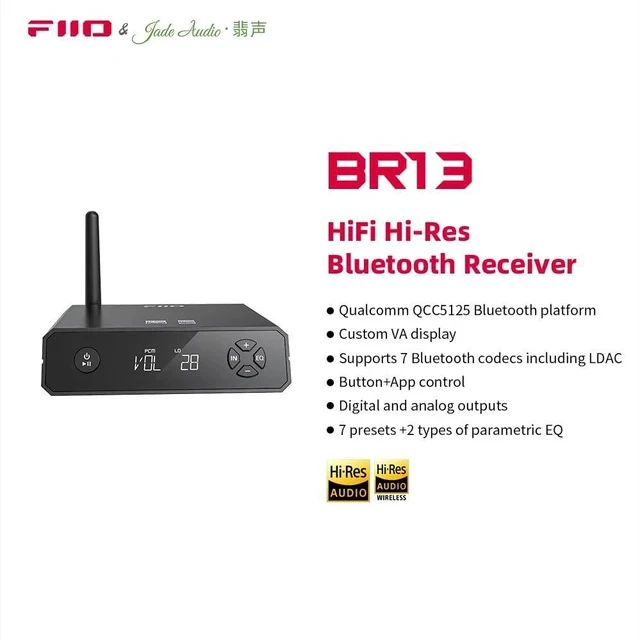 Alt view image 3 of 7 - BR13 HiFi Bluetooth 5.1 Music Receiver Long Range Bluetooth Adapter with USB DAC, LDAC/aptX Low Latency, OLED Display & RCA Optical Coaxial Output for Home Stereo,PC/TV