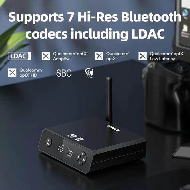 Alt view image 4 of 7 - BR13 HiFi Bluetooth 5.1 Music Receiver Long Range Bluetooth Adapter with USB DAC, LDAC/aptX Low Latency, OLED Display & RCA Optical Coaxial Output for Home Stereo,PC/TV