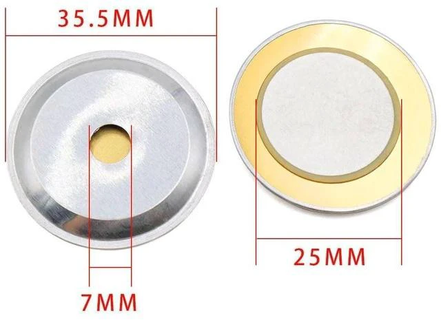 Alt view image 2 of 3 - 30pcs 35mm Copper Plate Piezoelectric Buzzer Disc for Audio Sensor, Microphone Pickup, Low Power