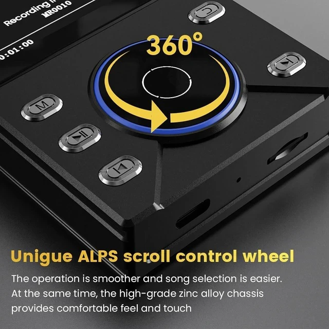 Alt view image 4 of 7 - HiFi MP3 Player with Bluetooth 5.4, Lossless DSD FLAC Player, Digital Audio Player Hi Res Portable Music Player with 16G Card, Support Up to 256G