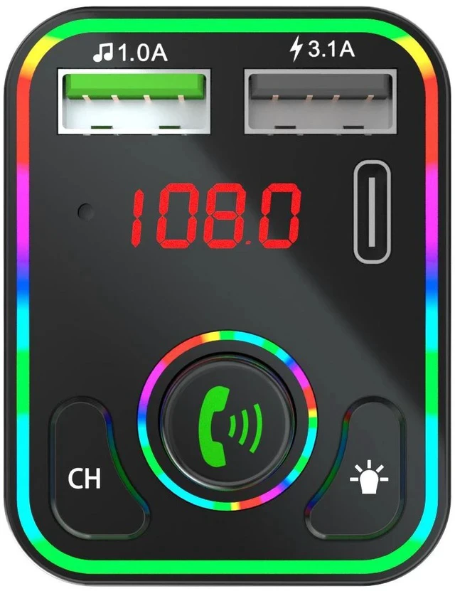 Alt view image 6 of 7 - F3 Car Bluetooth MP3 Player FM Transmitter, U-Disk Music Player, PD Fast Charger, Hands-Free Call Receiver