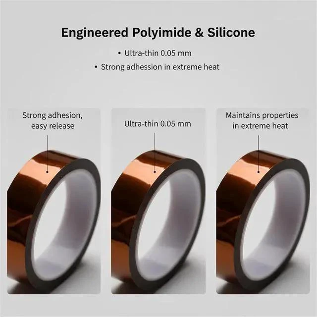 Alt view image 3 of 6 - High-Temperature Polyimide Tape with Silicone Adhesive - 1/8'', 1/4'', 1/2'', 1'' Multi-Size Bundle for Masking, Soldering, Electronics