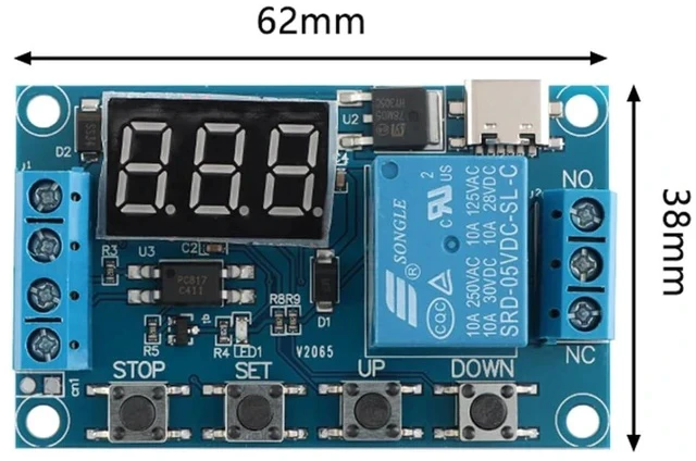 Alt view image 4 of 4 - DC 6-30V Timer Relay with LCD Display, 1 Channel Delay Controller Module, Type-C Interface, Power Off Cycle Timer