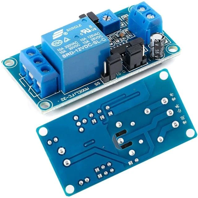 Main image of 12V Power On Time Delay Relay Module, Adjustable Delay Timer Circuit Board, for Automation Projects