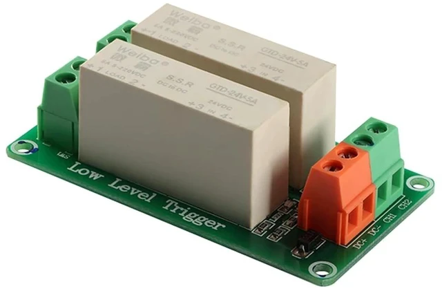 Alt view image 2 of 3 - 24V 2 Channel Solid State Relay Module, Low Level Trigger, 5A DC Control for Raspberry Pi