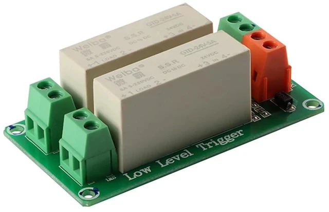 Alt view image 3 of 3 - 24V 2 Channel Solid State Relay Module, Low Level Trigger, 5A DC Control for Raspberry Pi