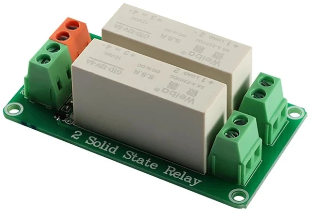 Alt view image 3 of 3 - 12V 2 Channel Solid State Relay Module, Low Level Trigger, 5A DC Control for Raspberry Pi