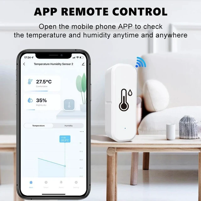 Alt view image 4 of 7 - WiFi Wireless Temperature Humidity Sensor Smart Indoor Thermometer Hygrometer Detector for Home, APP Remote Monitoring